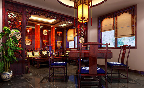 共青城古典中式风格茶楼包间设计装修效果图